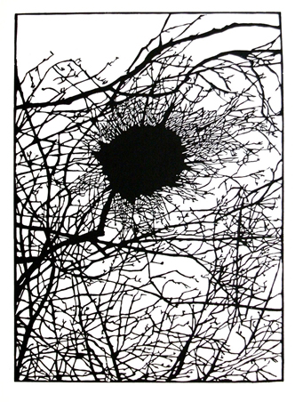 'Witches Broom', Original Linocut by Paula Pohli