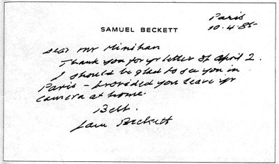 Samuel Beckett Letter