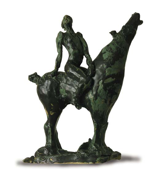 #45 Horse & Rider 15x18x7" Bronze