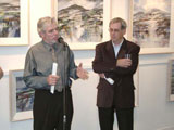 Michael John Connolly Opening the Exhibition with Artist Manus Walsh