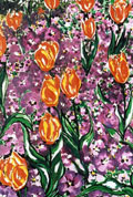 Bright Tulips with Purple Violas - Jenny Scully Sharkey
