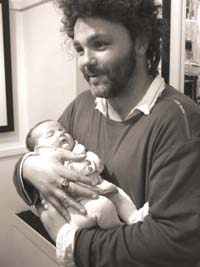 Baby Leda with artist Jim McKee
