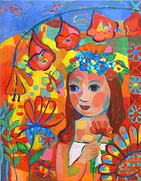 With Flowers in Her Hair