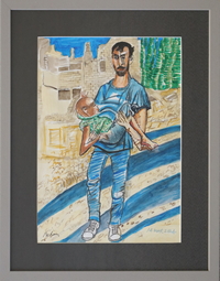 Man Carrying Wounded Child, Gaza