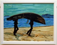Two Men Carrying Currach