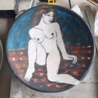 Pale Woman on Patterned Rug