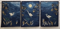 Egrets Moonlight Triptych