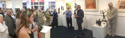 Ronnie Drew officially opens 'Bulls, Boats & Goats' an exhibition of new sculpture by John Behan RHA at The Kenny Gallery on Friday 8th September