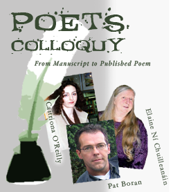 Poet's Colloquy - Pat Boran (Dedalus Press), Elaine N Chuilleanin (Cyphers Magazine) and Caitriona O Reilly (Poetry Ireland Review)